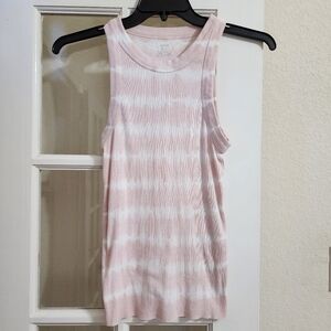 Aerie Ribbed Tie Dye Tank Top Pink White Stretch Fitted Size M